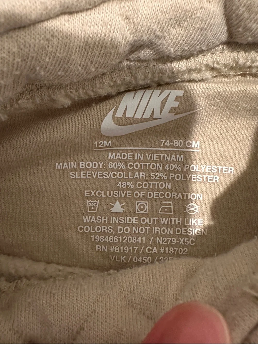 Nike Tan Quilted Baby Girl Sweatshirt & Joggers